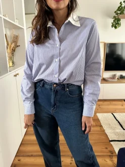 Shop Loëla Chemise Ida BLEU RAYE