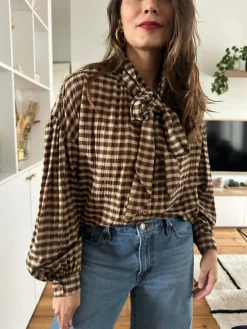 Discount Loëla Chemise Paola CARREAUX CHOCO