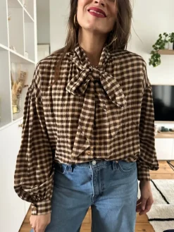 Discount Loëla Chemise Paola CARREAUX CHOCO