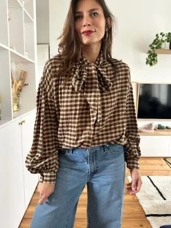 Discount Loëla Chemise Paola CARREAUX CHOCO