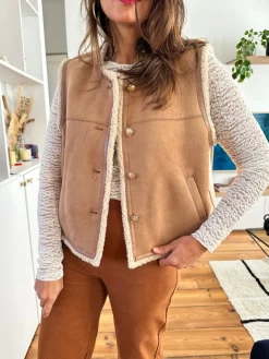 Cheap Loëla Gilet Dublin CAMEL