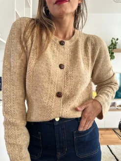 Outlet Loëla Gilet Marina CAMEL