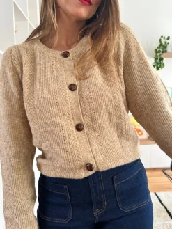 Outlet Loëla Gilet Marina CAMEL