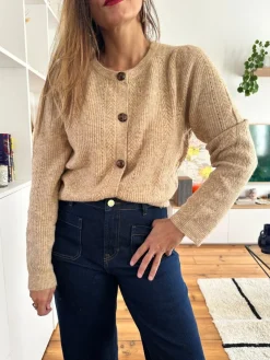 Outlet Loëla Gilet Marina CAMEL