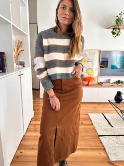Flash Sale Loëla Pull Melina GRIS RAYE BEIGE