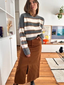 Flash Sale Loëla Pull Melina GRIS RAYE BEIGE