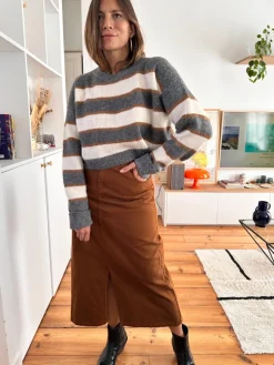 Flash Sale Loëla Pull Melina GRIS RAYE BEIGE