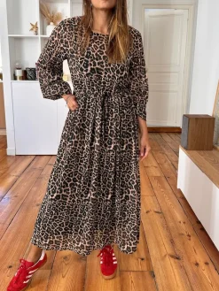 Clearance Loëla Robe Rosia LEOPARD VOILE