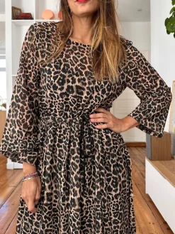Clearance Loëla Robe Rosia LEOPARD VOILE