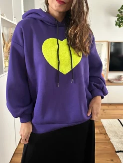 Clearance Loëla Sweat Coeur VIOLET