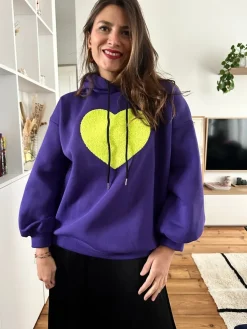 Clearance Loëla Sweat Coeur VIOLET